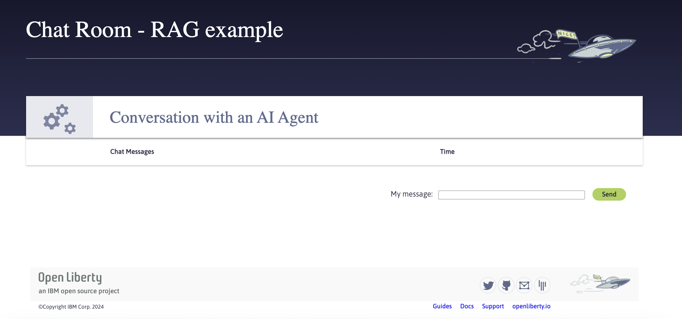Chat room of the RAG example